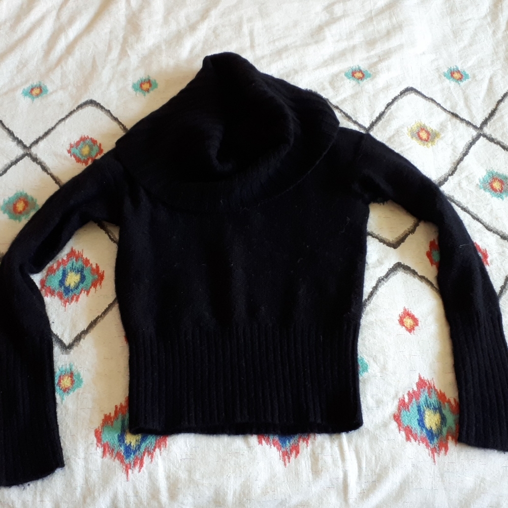 Black silk/mohair/wool club monaco cowl neck sweater
